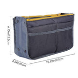 Bolso Organizador Insertar, multifunción Cosmética maquillaje en bolsa inserción dama mujer bolso，Transpirable Bolsa de almacenamiento de viaje con asa Inserte el bolso con cremallera genial para viajar (Gris negro)