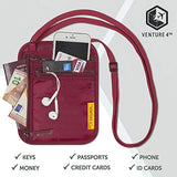 VENTURE 4TH Portadocumentos de Cuello | Cartera de Viaje con Tecnología RFID | Portapasaporte (Rojo)
