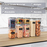 Contenedores herméticos de almacenamiento de alimentos, 16 recipientes de plástico para organización de cocina, organización y almacenamiento de despensa, ideal para espaguetis, cereales, harina y azúcar, con etiquetas y juego de cucharas