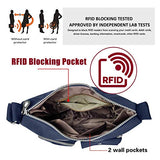 SUKRY Bolsa cruzada de nailon para mujer con bolsillo RFID antirrobo, bolsa de hombro impermeable y bolso de mano, Azul oscuro