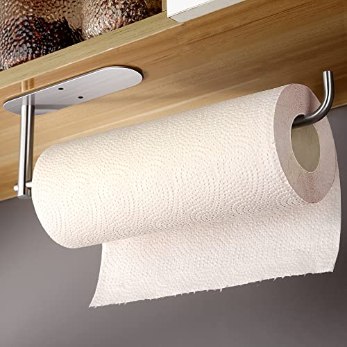 Portarrollos de Papel de Cocina, Acero Inoxidable SUS 304 Papel de Baño Portarrollos, Autoadhesivo Toallero de Pared de Papel Plateado