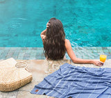 Juego de 6 toallas de baño y playa turcas LYCIA de algodón 100% natural, estilo vintage, para playa, spa, piscina, gimnasio, yate, picnic, gimnasio, baño, manta (azul marino)