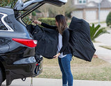 Adjustable, Padded Backpack for Car Seats — Car Seat Travel Tote — Save Money, Make Traveling Easier — Compatible with Most Name Brand Car Seats (Gray with Blue Trim)