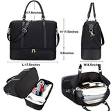 Weekender - Bolsa de viaje de piel sintética, Negro con compartimento para zapatos., Large, Bolsa de noche