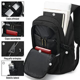 Mochila Antirrobo para Portátil, Mochila para Laptop de 15.6 pulgadas, Puerto de Carga y Puerto para Audífonos, E T EASYTAO Mochila Impermeable para Viajes, Negocios (Negro)