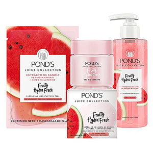 Pond's Cuidado Facial Fruity Hydra Fresh Sandía Mascarilla 26g + Gel hidratante 110g + Limpiador Facial 200ml