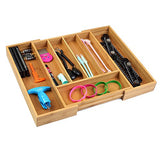 Utoplike - Bandeja organizadora de cubiertos de bambú expandible: para cubiertos, utensilios de cocina, utensilios de cocina, cubiertos, accesorios o aparatos, tamaño: 11,5 pulgadas de ancho x 18 pulgadas de profundidad x 2 (natural).