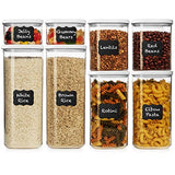 Juego de recipientes herméticos para almacenamiento de alimentos – Juego de 8 piezas + 18 etiquetas de bono – Plástico resistente – Libre de BPA – Diseño modular – Plástico transparente con tapa de fácil bloqueo para ventana visual