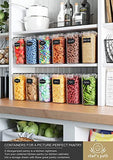 Juego Recipientes Herméticos de Plástico Almacenamiento Alimentos – 12 Piezas Pequeñas – 2 l. - Organización Cocina, Alacena – Harina, Azúcar – Sin BPA – Etiquetas, Marcador y Cucharas