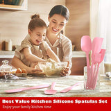 Juego de 6 espátulas de silicona resistentes al calor, diseño sin costuras, antiadherentes, con núcleo de acero inoxidable, espátula de goma sin BPA, para hornear, cocinar, para el hogar, cocina, barbacoa (rosa)
