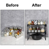 ▶ Organizador Estante apilable para almacenamiento de cocina, estante plegable para especias, estantes de almacenamiento, estantes de cocina, mostrador de cocina y organizador de estantes de gabinete,