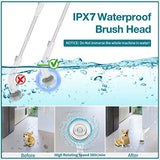 LABIGO Fregadero giratorio eléctrico LA1 Pro, limpiador giratorio inalámbrico con 4 cabezales de cepillo reemplazables y mango de extensión ajustable, cepillo de limpieza eléctrico para azulejos de baño (blanco)
