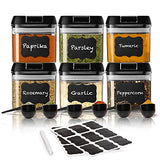 Juego de recipientes herméticos de 6 piezas + 6 cucharas, etiquetas y marcador, recipientes de plástico transparente duradero con tapas, recipientes de despensa para especias, hierbas, café, té, etc