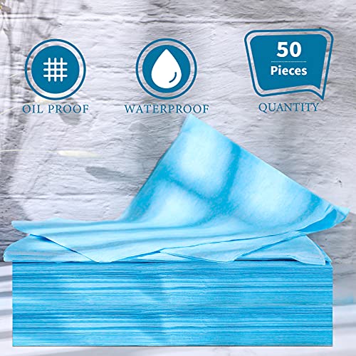 Juego de 50 sábanas desechables de 31 x 70 pulgadas, impermeables, para mesa de masaje, tela no tejida para spa, salón de belleza, hoteles (azul)