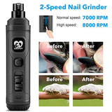 Molinillo de uñas para perro con 2 luces LED – Nueva versión de 2 velocidades potente recortadora de uñas eléctrica profesional silenciosa sin dolor de patas para perros y gatos pequeños, medianos y grandes (gris)