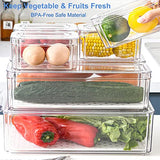 Contenedores organizadores de refrigerador con tapas, 10 unidades sin BPA, organizadores apilables de plástico transparente para refrigerador, congelador, clóset de cocina, organización de despensa y almacenamiento