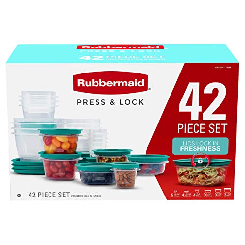 Rubbermaid - Juego de 42 piezas de almacenamiento de alimentos aprieta y bloquea