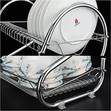 Escurridor de trastes 2 Niveles 18" (45 cm) con Porta Vasos, Porta Cubiertos y charola Inferior de plástico. Diseño Elegante Cromado.