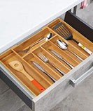 Utoplike - Bandeja organizadora de cubiertos de bambú expandible: para cubiertos, utensilios de cocina, utensilios de cocina, cubiertos, accesorios o aparatos, tamaño: 11,5 pulgadas de ancho x 18 pulgadas de profundidad x 2 (natural).