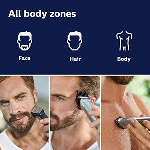 Philips Norelco Multi Groomer MG7770/49 - Cortapelos para barba, cuerpo, cara, nariz y orejas, afeitadora y cortadora de pelo con almacenamiento premium
