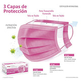 Best Trading Cubrebocas Rosa 50 piezas, Mascarilla Desechable Termosellada Tricapa, Caja de Tapabocas con 50 Piezas con Ajustador Nasal Oculto y Tecnología Ligera de Filtrado Efectivo