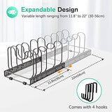 Soporte para Ollas Sartenes con 4 Ganchos y 10 Divisores, Organizador de Gabinete de Cocina Expandible Ajustable para Despensa, Utensilios de Cocina, Horno, Tabla de Cortar, Tapa -Bronceado