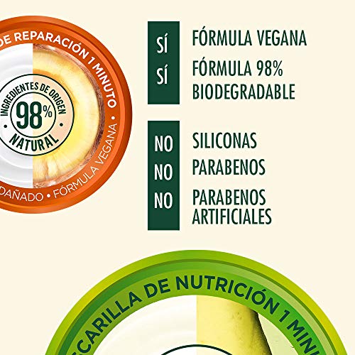 Garnier Fructis H5537200 Mascarilla para Cabello Natural Vegana Anti Frizz con Fructis Hair Food, Verde, 350 ml