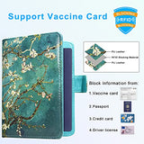 ACdream Combo de tarjetero para pasaporte y vacunación, funda con ranura para tarjeta de vacunación CDC, protector organizador de documentos de viaje de piel, con bloqueo RFID, para mujeres y hombres, Z - Flor de almendra