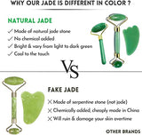 Rodillo Masajeador Facial de Jade, Piedra Gua Sha y Pincel de Silicona | Roller y Guasha en Cristal de Jade Verde 100% Natural | Kit de Masaje Manual para Rostro, Contorno de Ojos y Cuello