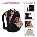 Mochila para laptop para mujer, mochila para laptop de 15.6 pulgadas, bolsa de computadora casual, elegante patrón de puntada, mochila LIGHT FLIGHT para trabajo, viajes, negocios, universidad, grande, color negro