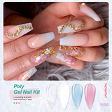 ▶ HavenJanny Kit Uñas de Gel, 4 Colores Gel de Extensión de Uñas, Glitter Polygel Nail Kit con Top Coat y Base Coat, 72 piezas de puntas de uñas, Regalos para Madre, Novia y Amiga (C)