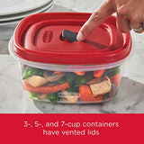 Rubbermaid 16 recipientes de almacenamiento de alimentos con tapas y rejillas de ventilación de vapor, aptos para microondas y lavaplatos, color rojo