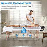 Mesa de masaje profesional de 3 secciones portátil, cama de masaje ergonómica de 84 pulgadas, cama facial de pestañas para esteticista, capacidad de carga de 500 libras, altura ajustable, con accesorios y funda de transporte