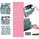 Bolsa de Viaje Cosmético Maquillaje Portátil Multifunción, Bolso del almacenaje del almacenaje del bolso de la toalla con el gancho colgante para viajar (Azul Flores)