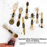 Juego de cucharas medidoras magnéticas de acero inoxidable con nivelador, cuchara medidora de metal apilable para hornear, tazas medidoras y cucharas, utensilios de cocina, artículos esenciales de departamento, cabe en tarros de especias