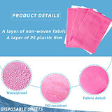 Juego de 30 sábanas desechables para cama de spa, fundas de mesa de masaje, sábana de tela no tejida, impermeable, para spa, salón, hotel, 31 x 67 pulgadas (rosa)