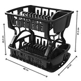 Escurridor de Platos 2 Pisos de plástico | Color Negro | Ahorrador de Espacio | Practico y fácil de armar