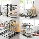 Organizador de Ollas y Sartenes de 8 Capas, Organizador de Sartenes para Armario, Estante de Ollas 3 Métodos de Bricolaje, Ajustable para Almacenar y Organizar Gabinetes de Cocina