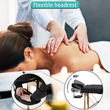 ▶ Cama De Masaje  portátil plegable de 84 pulgadas de altura ajustable 2 pliegues cama de masaje con funda de transporte de piel sintética profesional para salón de belleza facial con soporte para la cara, soporta hasta 450 libras, Negro