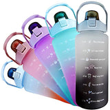 Botella de Agua 2000ml Motivacional Botella Deportiva Reutilizable sin BPA, Marcador de Tiempo y Medición con Pajita para Hacer Ejercicio, Caminar y Cualquier Actividad al Aire Libre (violeta)