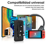 1 Hora Power Bank 10000 mah Ultra Slim de Bateria Portatil con 4 Cables Incorporados Tipo C USBc y Luz Carga Powerbank 10000 Compatible para IP, Samsung, Xiaomi,Negro