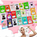 Paquete de 15 mascarillas coreanas faciales gran variedad rejuvenecedoras con múltiples beneficios para tu piel + REGALO 2 mascarillas de labios