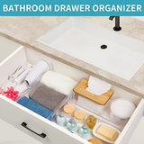 ▶ Organizador  de cajones ajustables de 3.2 pulgadas de alto, expandibles de 12.5 a 21.7 pulgadas, organizadores de cajones de cocina, separadores de cajones de plástico transparente para ropa, utensilios de cocina y almacenamiento de oficina