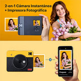 KODAK Mini Shot 3 Retro 4PASS 2-en-1 Cámara Instantánea y Impresora de Fotos (7,6x7,6cm) + Pack de Regalo con 68 Hojas, Blanco