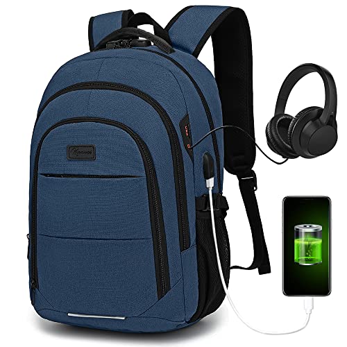 Mochila para portátil, VOICEPTT Mochila Antirrobo de Computadora Portátil Impermeable con Puerto de Carga USB y Puerto de audífonos para Mujeres y Hombres, 20-35L Mochila para Viajes