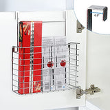 Organizador de gabinete de cocina para tablas de cortar sobre el clóset, organizador de pared, soporte de aluminio para cocina, baño, despensa, cromo brillante