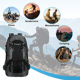 Mochila Impermeable de Viaje - Mochila de Senderismo 60L Mochila para Camping Transpirable y Ligera Mochila Deportiva para Montañismo,Campismo,Deportes al Aire Libre Para Hombre Mujer (Negro)