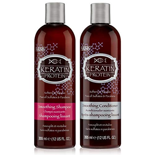 HASK - Juego de shampoo y acondicionador, proteína de queratina, protección de color para todo tipo de cabello, sin gluten, sin sulfatos, sin parabenos, sin crueldad animal, 1 shampoo y 1 acondicionador.