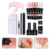 Tuimiyisou Gel de Constructor para uñas Kit de Gel de extensión con lámpara UV Lámpara de uñas Clip 7 Colores Gel Kit de extensión de uñas Nail Art Supplies Set