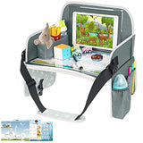Bandeja de viaje para niños, bandeja de asiento de coche para niños pequeños con tablero de borrado en seco, mesa de viaje plegable con soporte para iPad, bolsillo de almacenamiento, bandeja para niños para viajes por carretera, cochecito de coche, avión,